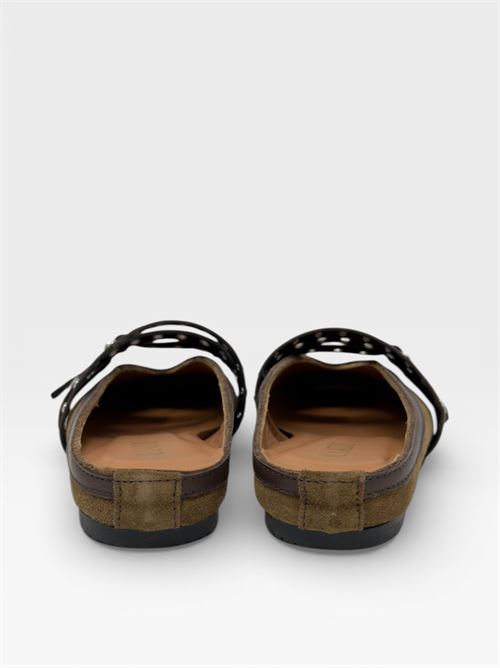 Sabot in suede taupe con cinturini borchiati IL LACCIO | 5321VELOURTAUPE/MOUSSECIOCCO